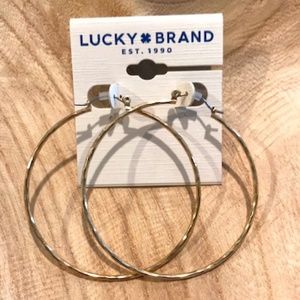 Lucky Brand Gold Tone Hammered Hoop Earrings--NWT!